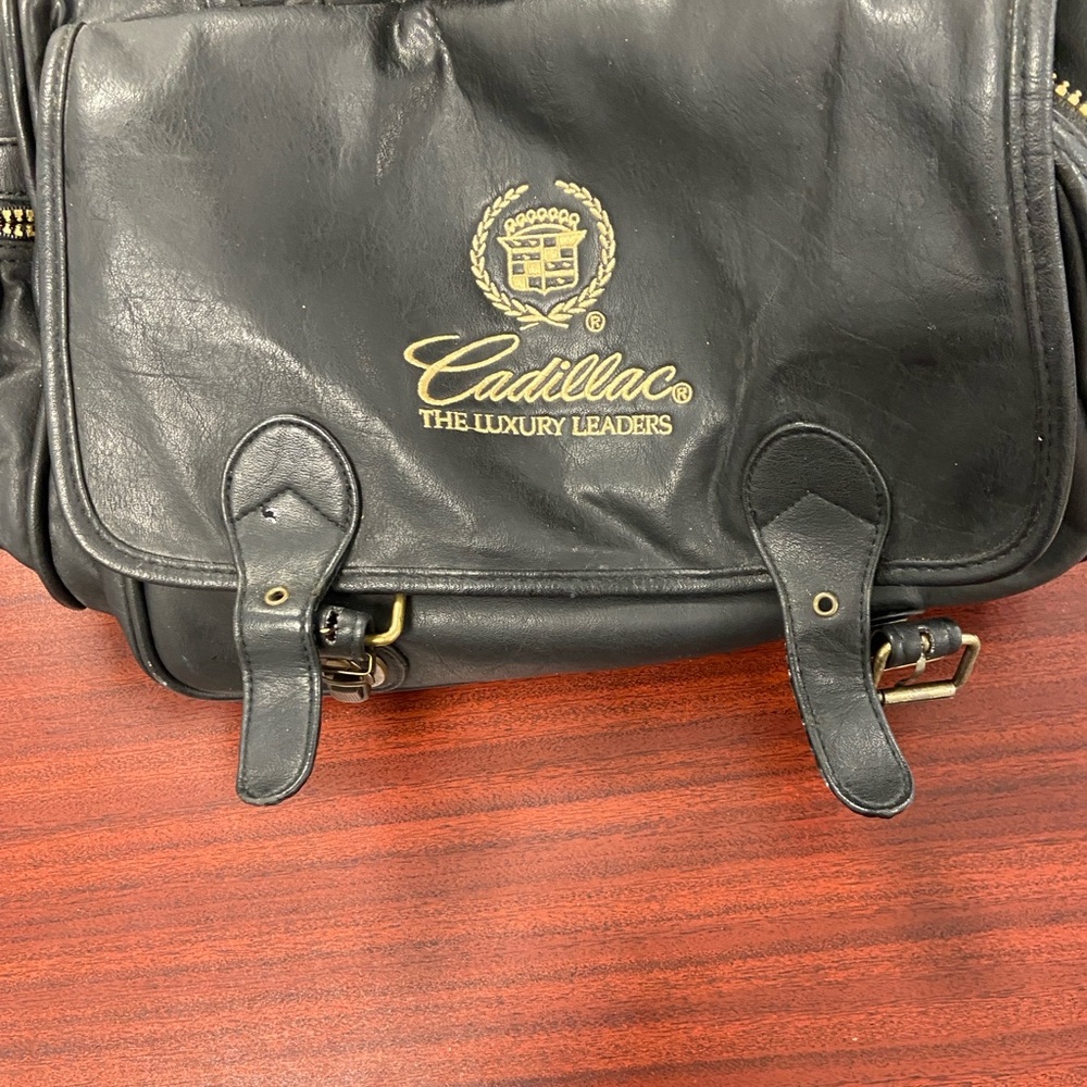Vintage Cadillac The Luxury Leaders Black Leather Duffel Bag - Picture 2 of 10